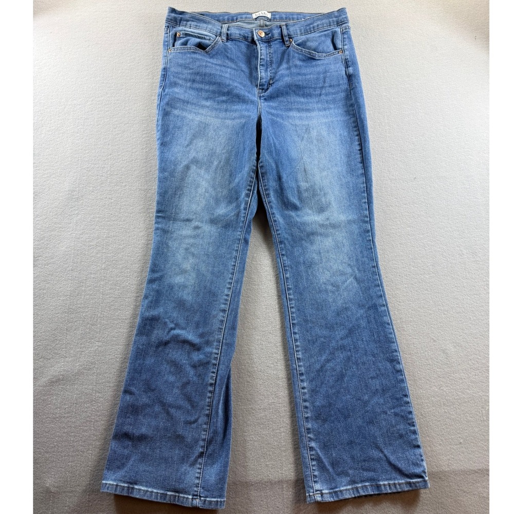 Nicole Miller Soho Jeans Women 14 Blue High Rise Bootcut Stretch Denim 35x31